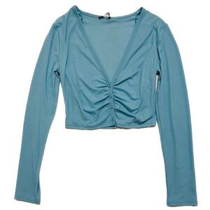 NEW ZARA - Long-Sleeve Button-Up Cinch Tee